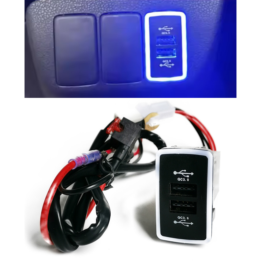 Phone Accessories Charger - 1PC 블루 LED 자동차 충전기 소켓