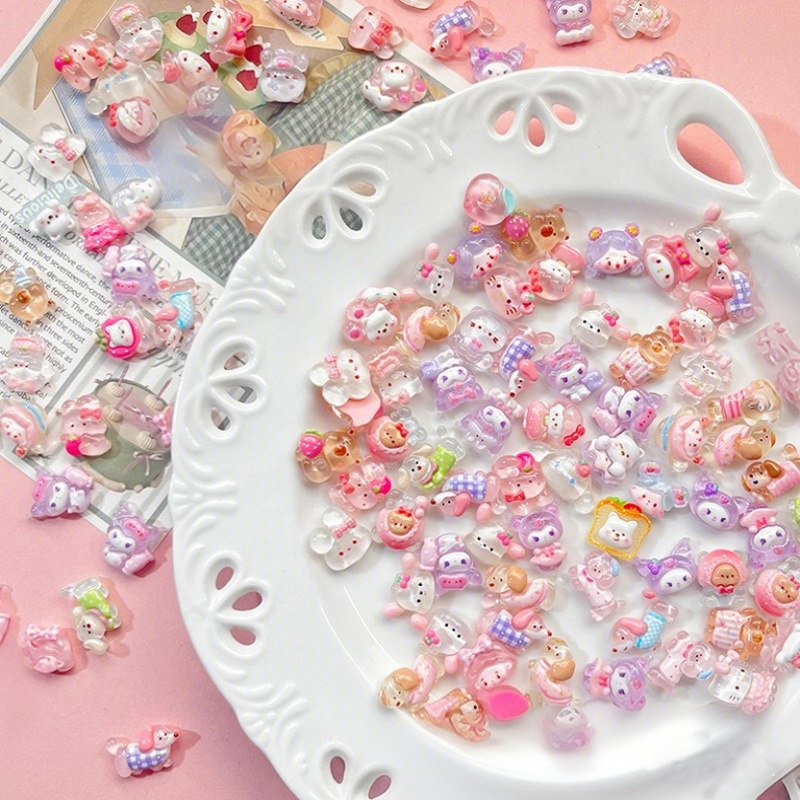 10-100pcs 미니 부드러운 투명 혼합 수지 액세서 - Phone Accessories Clipart 리뷰 및 가격