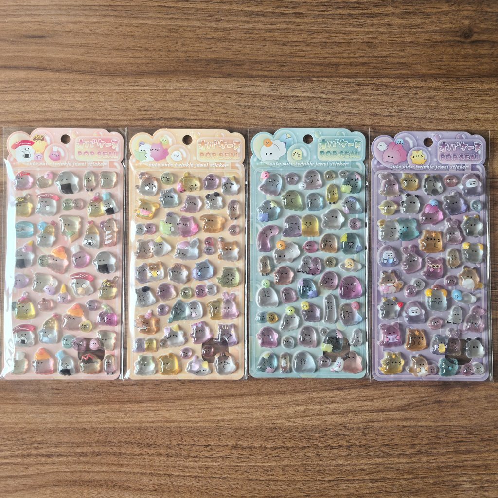 4개의 귀여운 투명 팝 씰 스티커 - 저널, 휴대폰 및 - Phone Accessories Store 리뷰 및 가격