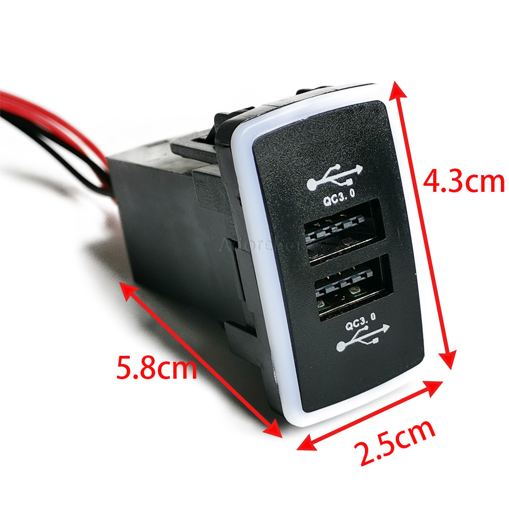 1PC 블루 LED 자동차 충전기 소켓 듀얼 QC3.0 - Phone Accessories Charger 리뷰 및 가격