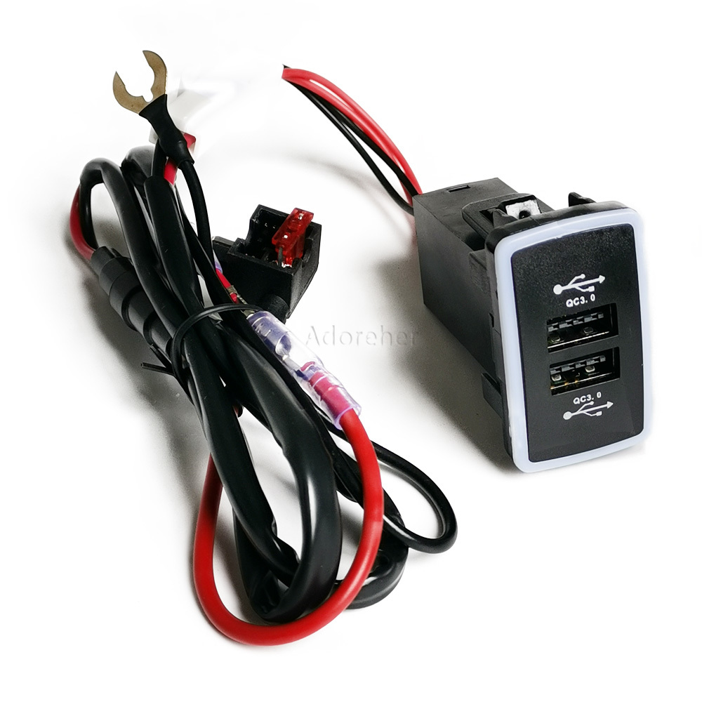 1PC 블루 LED 자동차 충전기 소켓 듀얼 QC3.0 - Phone Accessories Charger 리뷰 및 가격