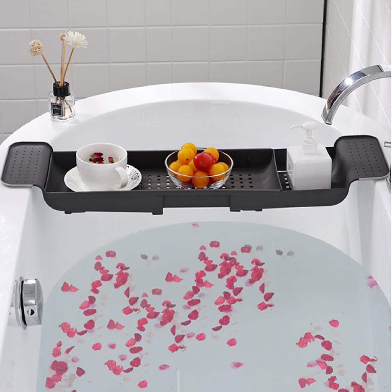 욕실 선반 캐디 트레이 확장형 내구성 플라스틱 배수 욕 - Phone Accessories Rack 리뷰 및 가격